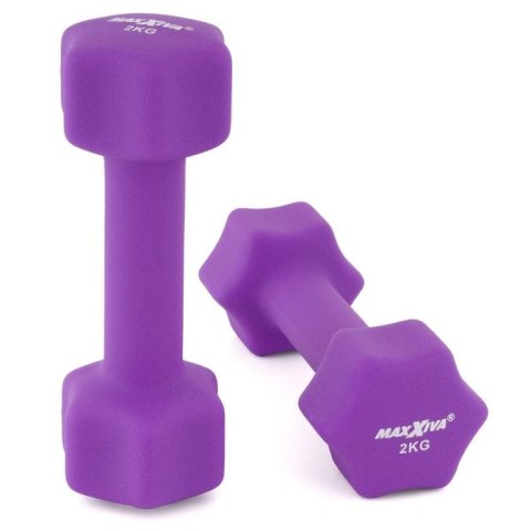 MAXXIVA Zestaw hantli z pokrowcem neoprenowym 2 x 2 kg, fiol MAXXIVA Zestaw hantli z pokrowcem neoprenowym 2 x 2 kg, fiol