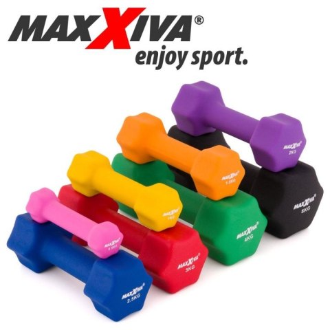 MAXXIVA Zestaw hantli z pokrowcem neoprenowym 2 x 2 kg, fiol MAXXIVA Zestaw hantli z pokrowcem neoprenowym 2 x 2 kg, fiol