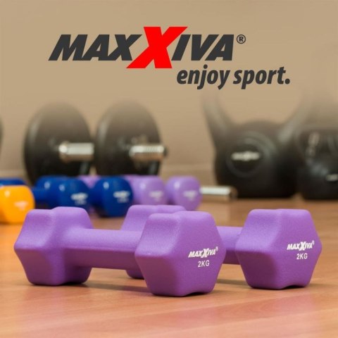 MAXXIVA Zestaw hantli z pokrowcem neoprenowym 2 x 2 kg, fiol MAXXIVA Zestaw hantli z pokrowcem neoprenowym 2 x 2 kg, fiol