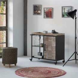 Taboret Alexandra House Living Szary Drewno rattan syntetyczny 40 x 48 x 40 cm