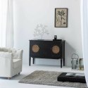 Kredens Alexandra House Living Czarny Rattan Drewno świerkowe 40 x 78 x 106 cm