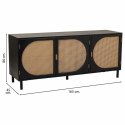 Kredens Alexandra House Living Czarny Naturalny Rattan Drewno paulowni 45 x 86 x 165 cm