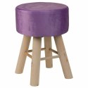 Taboret Alexandra House Living Purpura Aksamit Bambus Sosna Gąbka Drewno MDF 32 x 44 x 32 cm