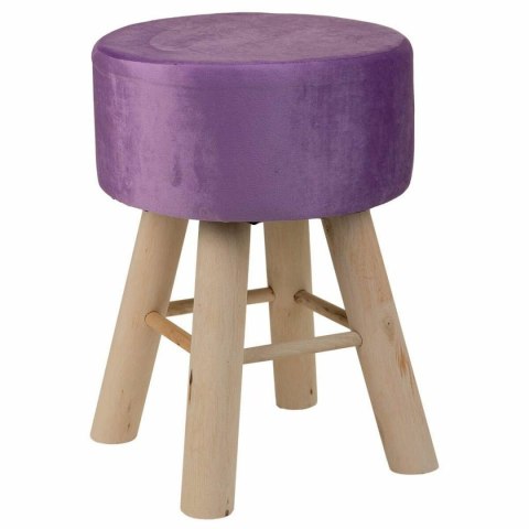 Taboret Alexandra House Living Purpura Aksamit Bambus Sosna Gąbka Drewno MDF 32 x 44 x 32 cm