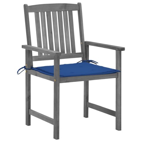 Krzesła reżyserskie z poduszkami, 4 szt., szare, akacjowe