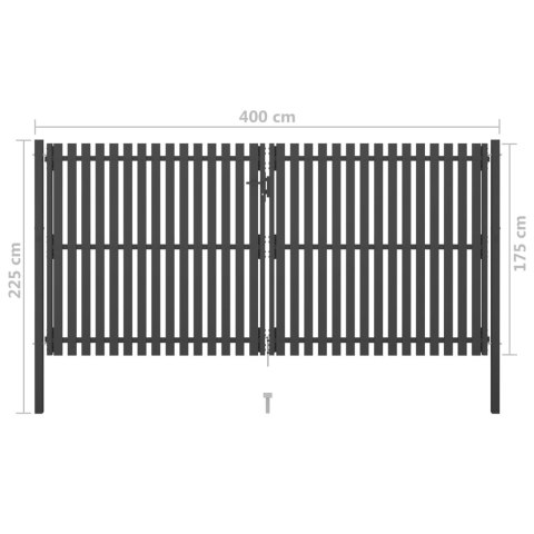 Poartă de gard grădină, antracit, 4 x 2,25 m, oțel Poartă de gard grădină, antracit, 4 x 2,25 m, oțel