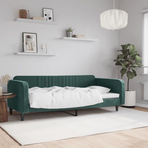 VidaXL Sofa z funkcją spania, ciemnozielona, 90x200cm, obita aksamitem