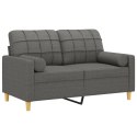 2-osobowa sofa z poduszkami, ciemnoszara, 120 cm, tkanina