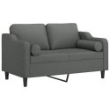 2-osobowa sofa z poduszkami, ciemnoszara, 120 cm, tkanina