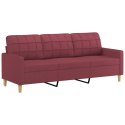 3-osobowa sofa z poduszkami, bordowa, 180 cm, tkanina