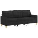 3-osobowa sofa z poduszkami, czarna, 180 cm, tkanina