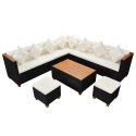 7 Piece Patio Lounge Set with Cushions Poly Rattan Black