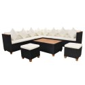 7 Piece Patio Lounge Set with Cushions Poly Rattan Black