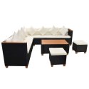 7 Piece Patio Lounge Set with Cushions Poly Rattan Black