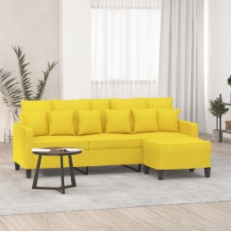 3-osobowa sofa z podnóżkiem, jasnożółty, 180 cm, tkaniną