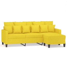 3-osobowa sofa z podnóżkiem, jasnożółty, 180 cm, tkaniną