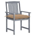 Patio Chairs with Cushions 6 pcs Solid Acacia Wood Gray