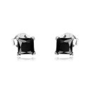 Rhodium plated silver earrings KDC1997 - Black Zirconia