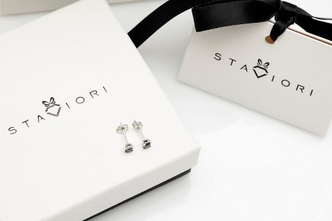 Rhodium plated silver earrings KDC1997 - Black Zirconia Rhodium plated silver earrings KDC1997 - Black Zirconia