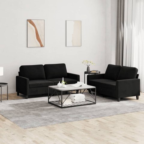 2 Piece Sofa Set with Cushions Black Velvet