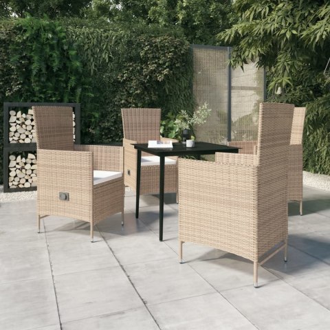 5 Piece Patio Dining Set with Cushions Beige