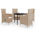 5 Piece Patio Dining Set with Cushions Beige