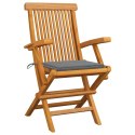 Patio Chairs with Gray Cushions 4 pcs Solid Teak Wood