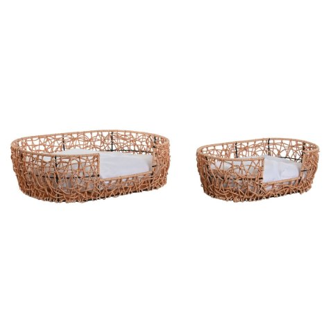 Łóżko dla zwierząt domowych Home ESPRIT Biały Jasnobrązowy Metal rattan syntetyczny 50 x 35 x 14 cm (2 Części)