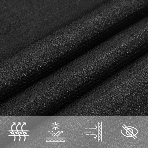 Żagiel przeciwsłoneczny, 160 g/m², czarny, 4,5x4,5 m, HDPE