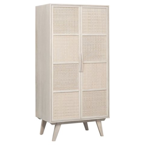 Kredens Home ESPRIT Biały Rattan Drewno mango 87 x 55 x 178 cm