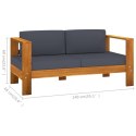 10 Piece Patio Lounge Set with Dark Gray Cushions Acacia Wood