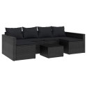 2 Piece Patio Lounge Set with Cushions Black Poly Rattan