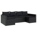 2 Piece Patio Lounge Set with Cushions Black Poly Rattan