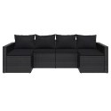 2 Piece Patio Lounge Set with Cushions Black Poly Rattan