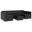 2 Piece Patio Lounge Set with Cushions Black Poly Rattan