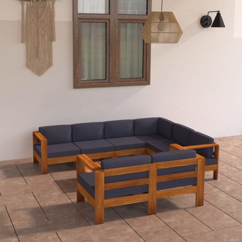 8 Piece Patio Lounge Set with Dark Gray Cushions Acacia Wood