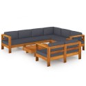 8 Piece Patio Lounge Set with Dark Gray Cushions Acacia Wood