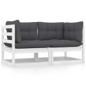 Patio 2-Seater Sofa with Cushions White Solid Wood Pine