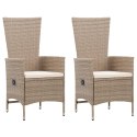 Patio Chairs 2 pcs with Cushions Poly Rattan Beige