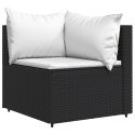 Patio Corner Sofa with Cushions Black Poly Rattan