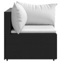 Patio Corner Sofa with Cushions Black Poly Rattan