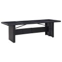 Patio Table Black 94.5"x35.4"x29.1" Poly Rattan and Glass