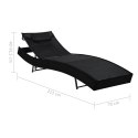 Sun Lounger with Pillow Poly Rattan Black