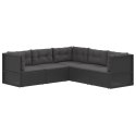 5 Piece Patio Lounge Set with Cushions Black Poly Rattan