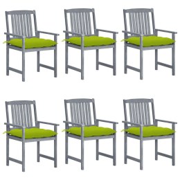 Patio Chairs with Cushions 6 pcs Solid Acacia Wood Gray