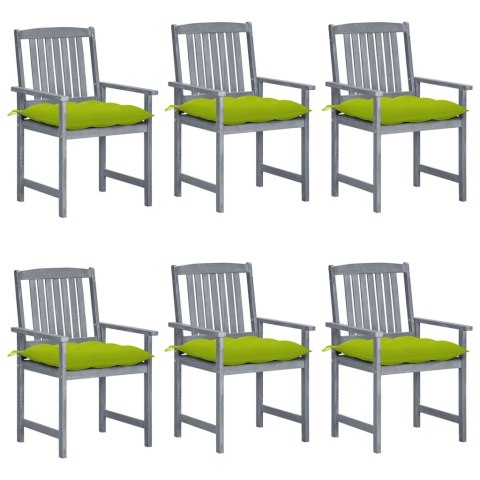 Patio Chairs with Cushions 6 pcs Solid Acacia Wood Gray