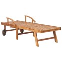 Sun Loungers 2 pcs with Table and Cushion Solid Teak Wood