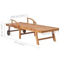 Sun Loungers 2 pcs with Table and Cushion Solid Teak Wood