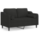 2-osobowa sofa z poduszkami, czarna, 120 cm, tkanina