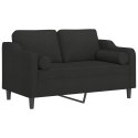 2-osobowa sofa z poduszkami, czarna, 120 cm, tkanina